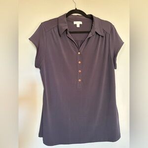 Charter Club Women's Button Down Navy Top